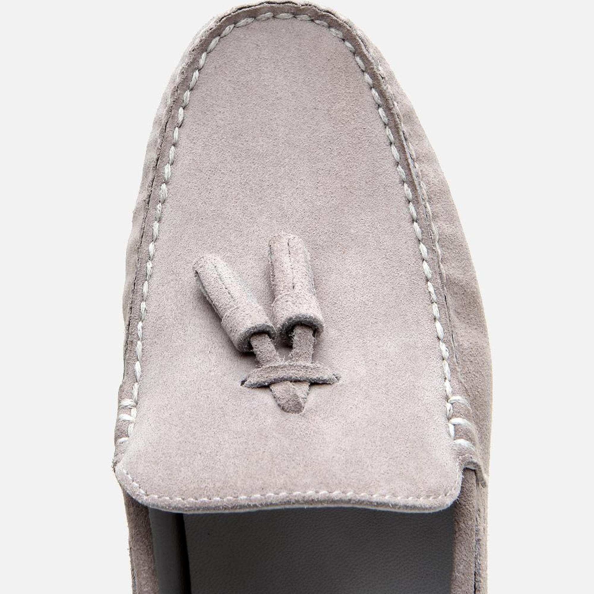 Erkek Süet Deri Gri Püskül Detaylı Günlük Loafer