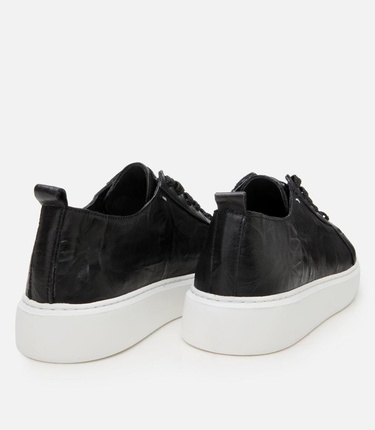  Erkek Deri Siyah Hafif Tabanlı Spor Ayakkabı