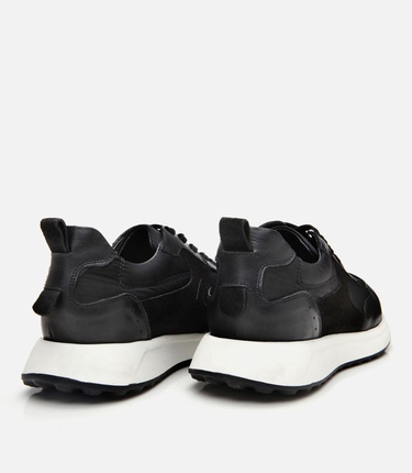  Erkek Süet Deri Siyah Ultra Hafif Tabanlı Spor Ayakkabı