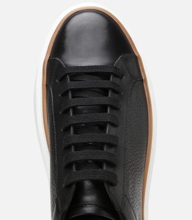  Erkek Deri Siyah Hafif Tabanlı Spor Ayakkabı