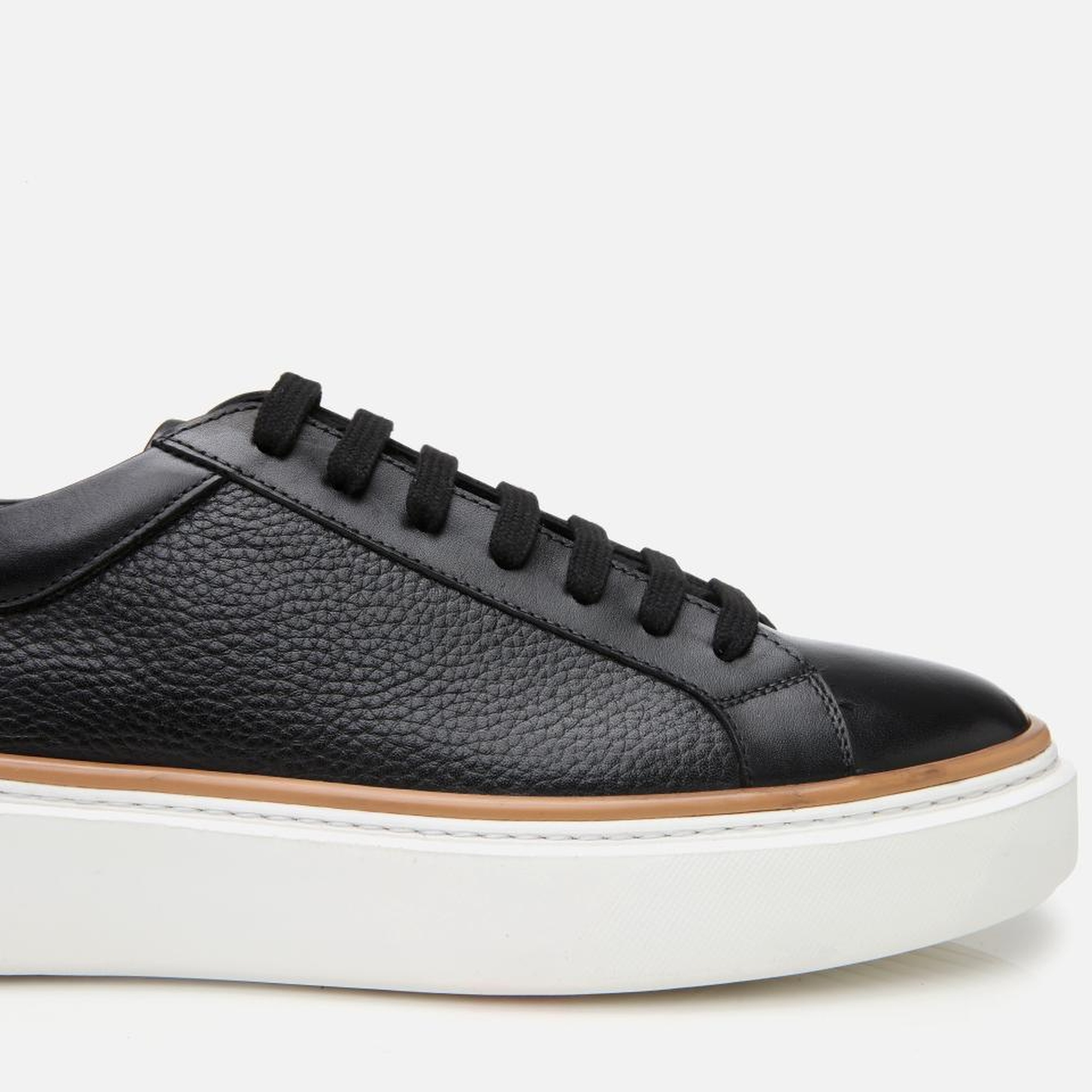 Erkek Deri Siyah Hafif Tabanlı Spor Ayakkabı