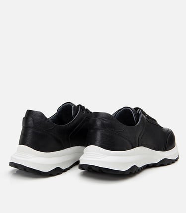  Erkek Deri Siyah Yumuşak Tabanlı Spor Ayakkabı