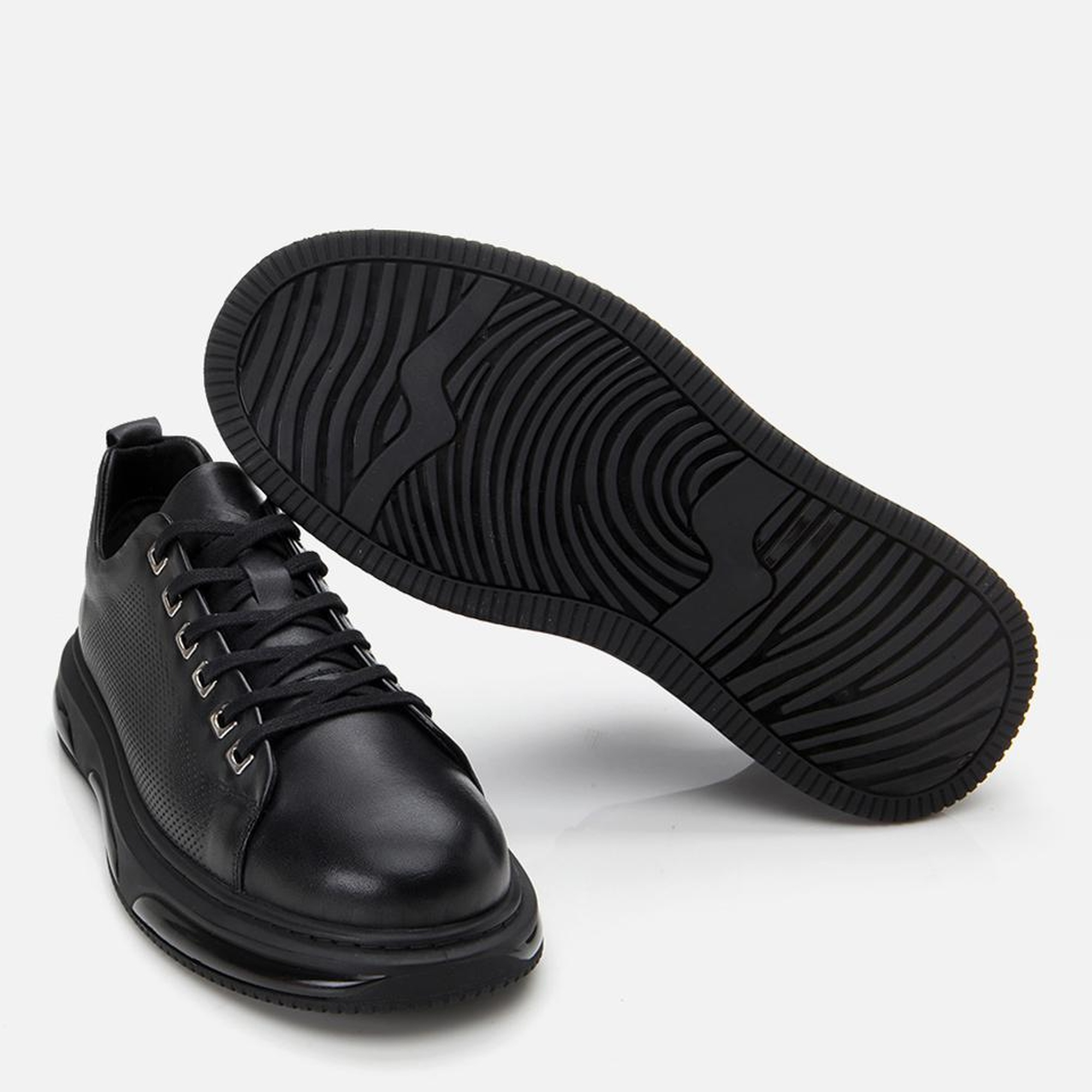 Erkek Deri Siyah Hafif Tabanlı Spor Ayakkabı