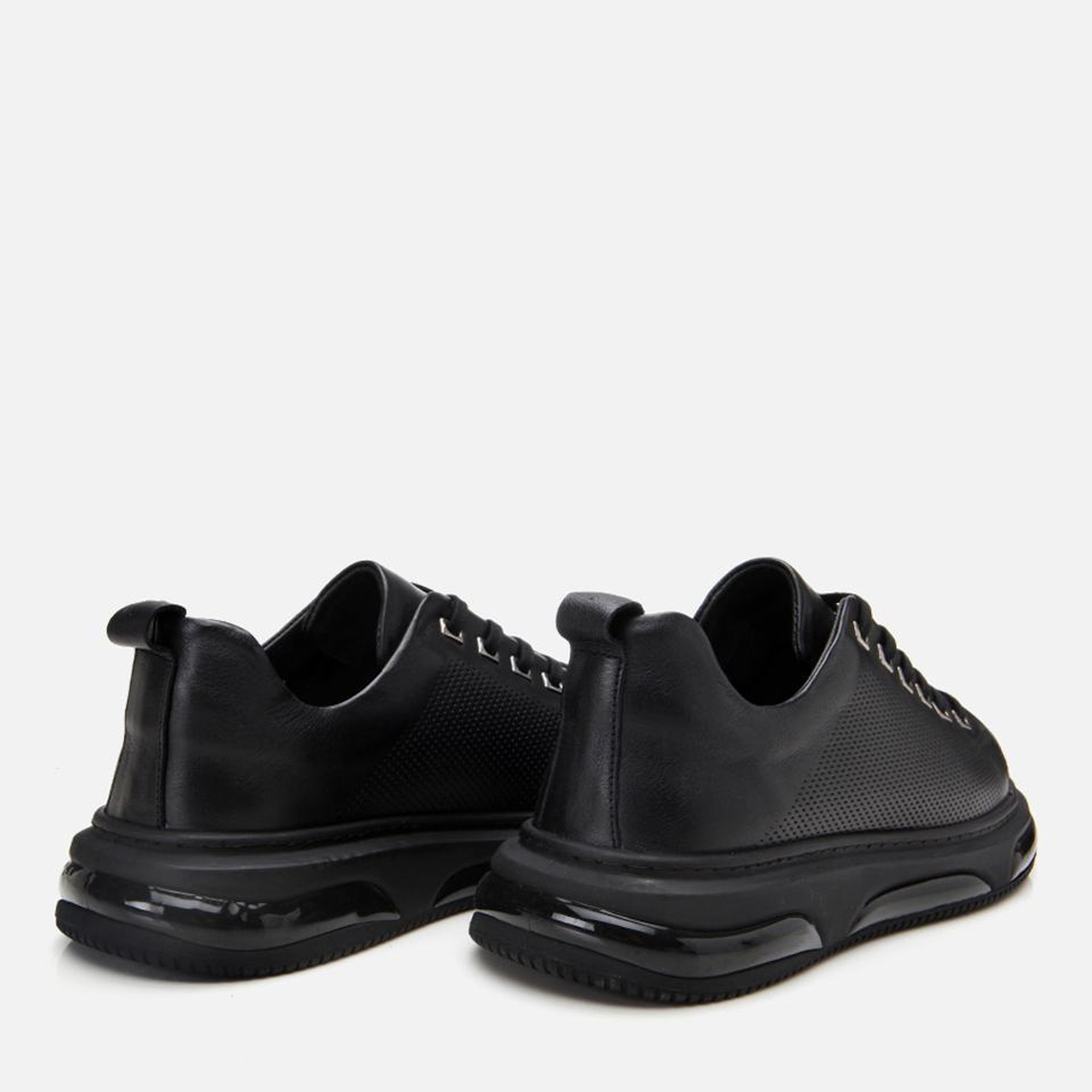 Erkek Deri Siyah Hafif Tabanlı Spor Ayakkabı