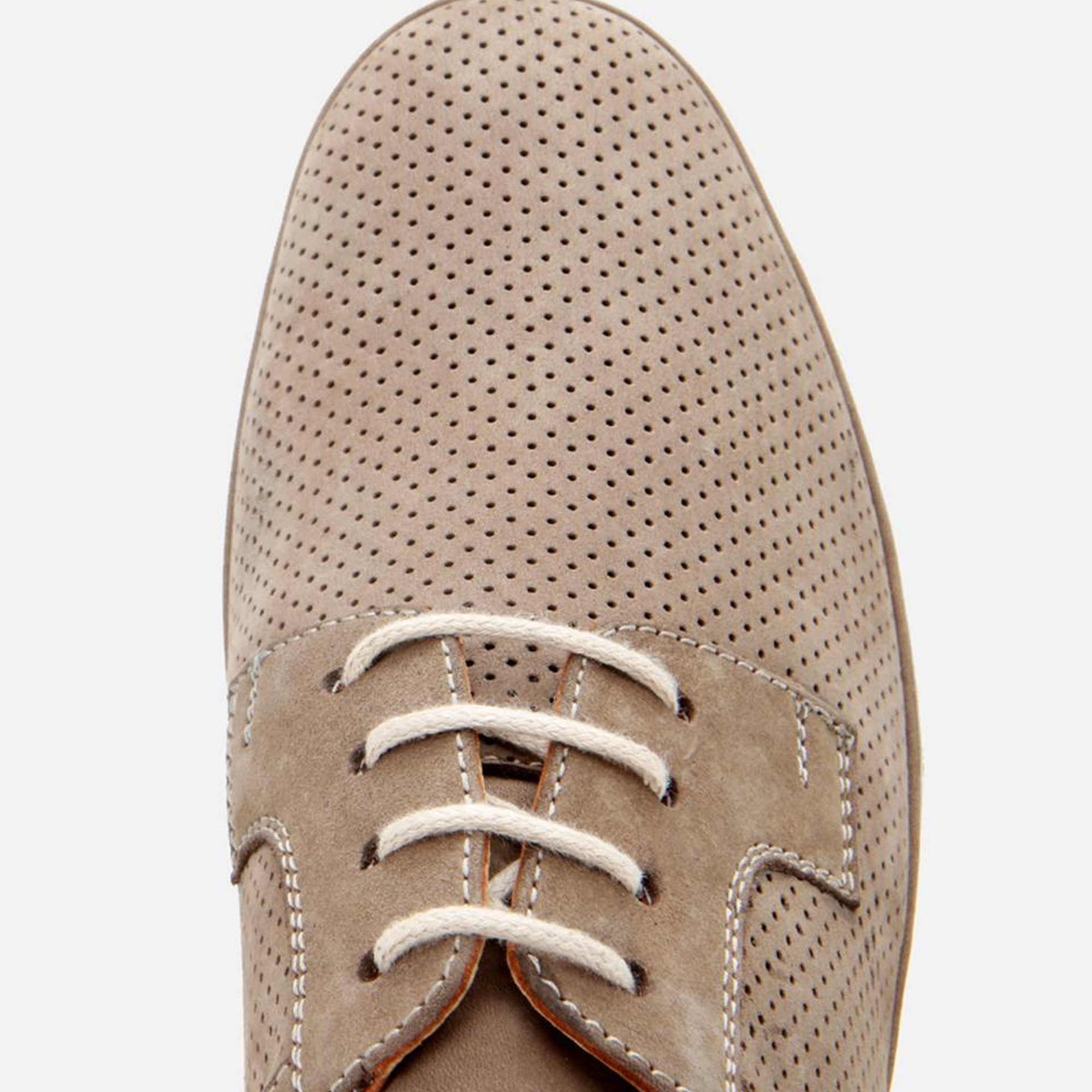 Erkek Nubuk Deri Bej Delikli Rahat Günlük Ayakkabı