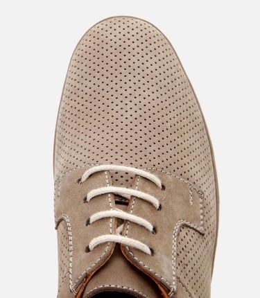  Erkek Nubuk Deri Bej Delikli Rahat Günlük Ayakkabı