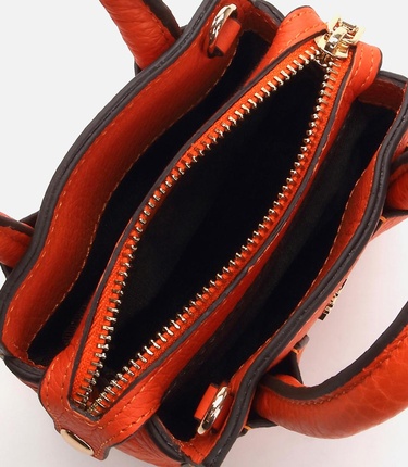  Kadın Deri Turuncu Mini (Çapraz) Çanta