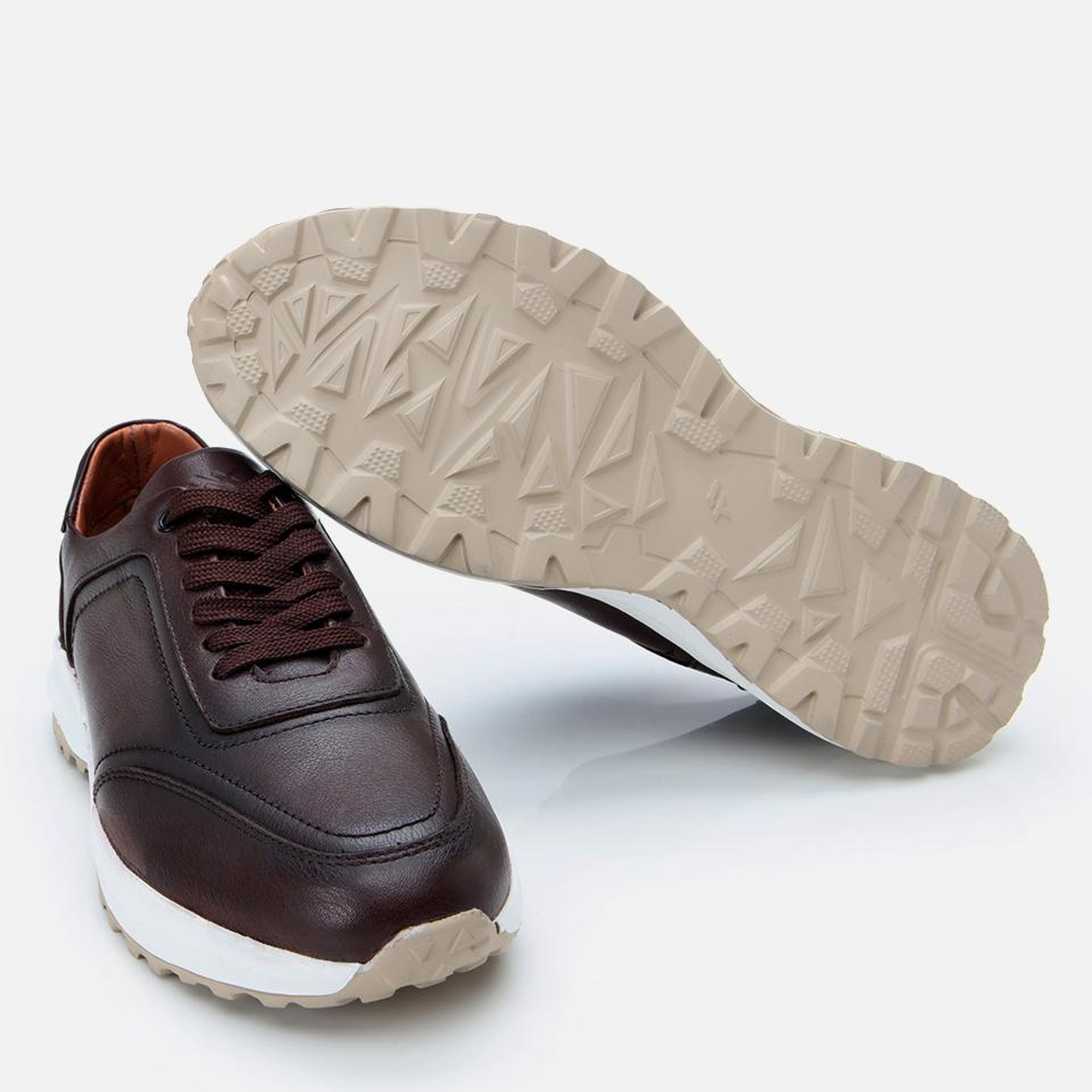 Erkek Deri Kahverengi Yumuşak Tabanlı Spor Ayakkabı