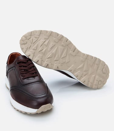  Erkek Deri Kahverengi Yumuşak Tabanlı Spor Ayakkabı