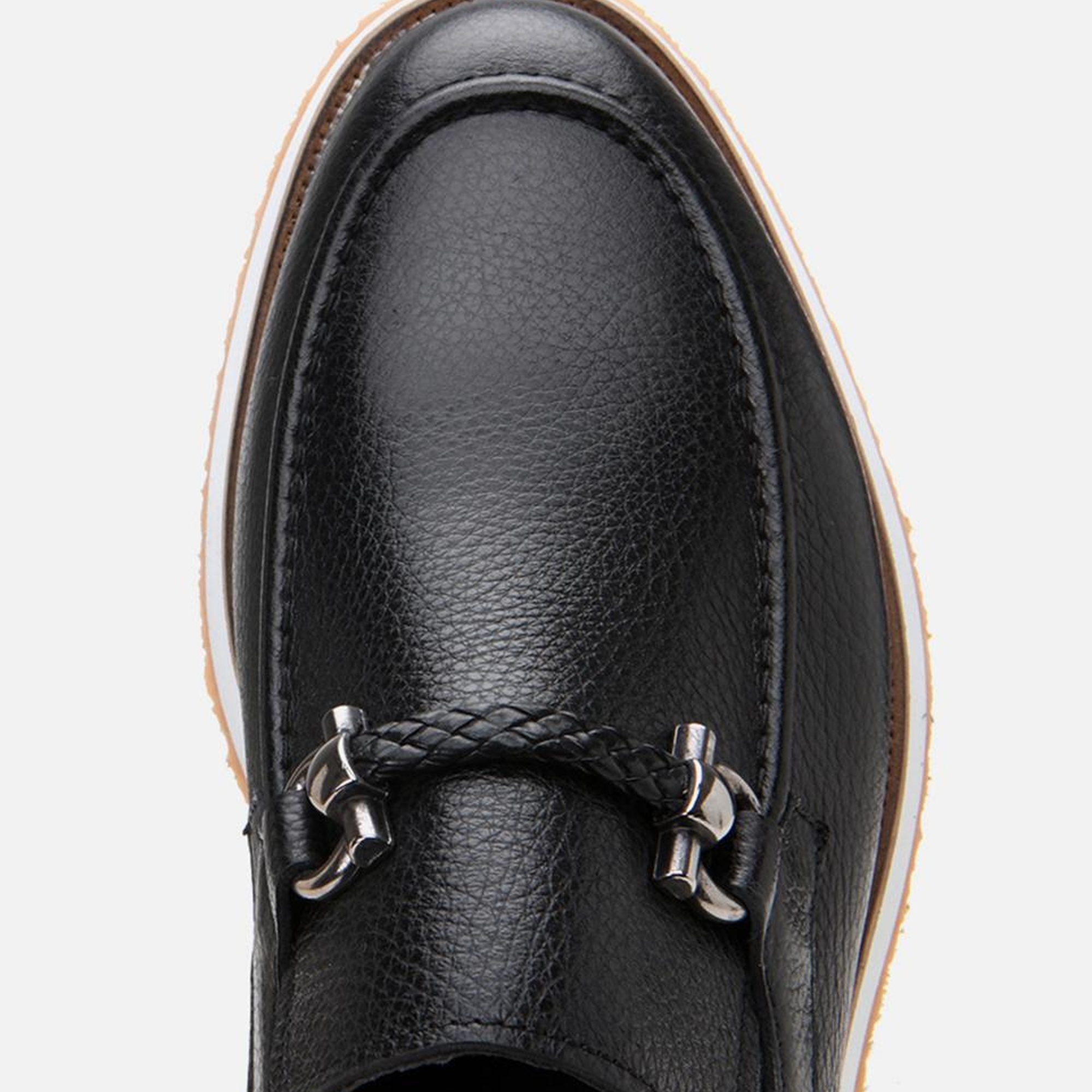 Erkek Deri Siyah Spor Tabanlı Klasik Loafer