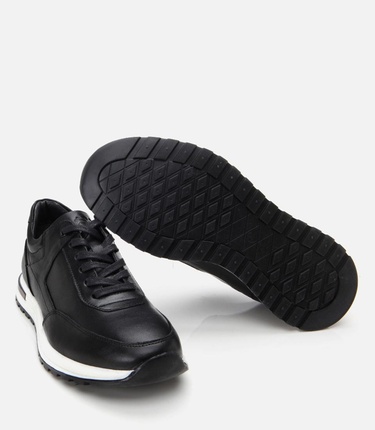  Erkek Deri Siyah Rahat Spor Ayakkabı