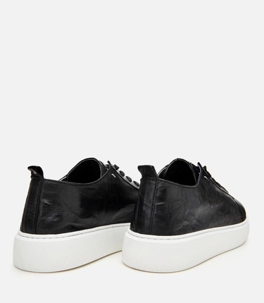  Erkek Deri Siyah Hafif Tabanlı Spor Ayakkabı