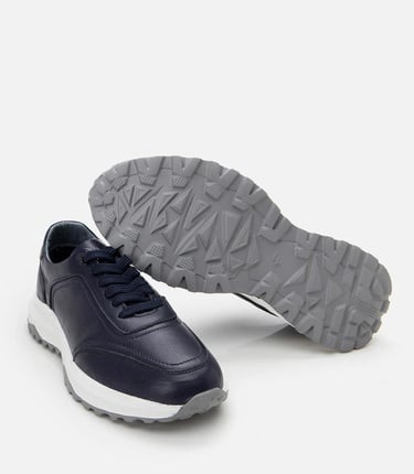  Erkek Deri Lacivert Yumuşak Tabanlı Spor Ayakkabı