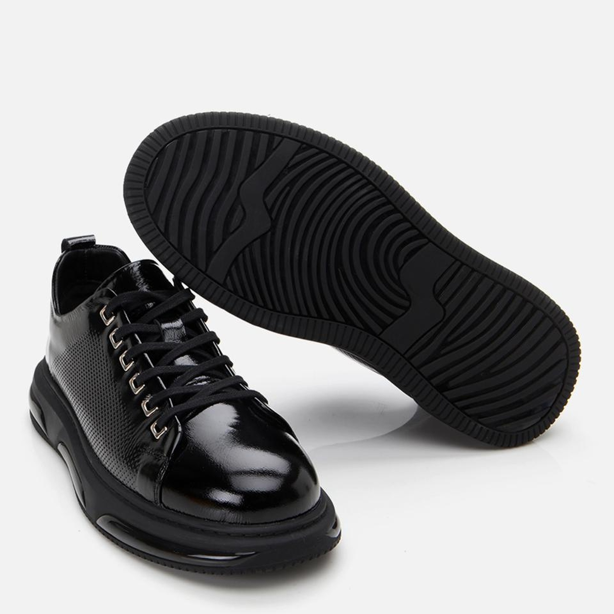 Erkek Rugan Deri Siyah Hafif Tabanlı Spor Ayakkabı