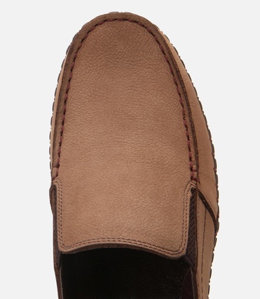  Erkek Nubuk Deri Bej Rahat Günlük Loafer
