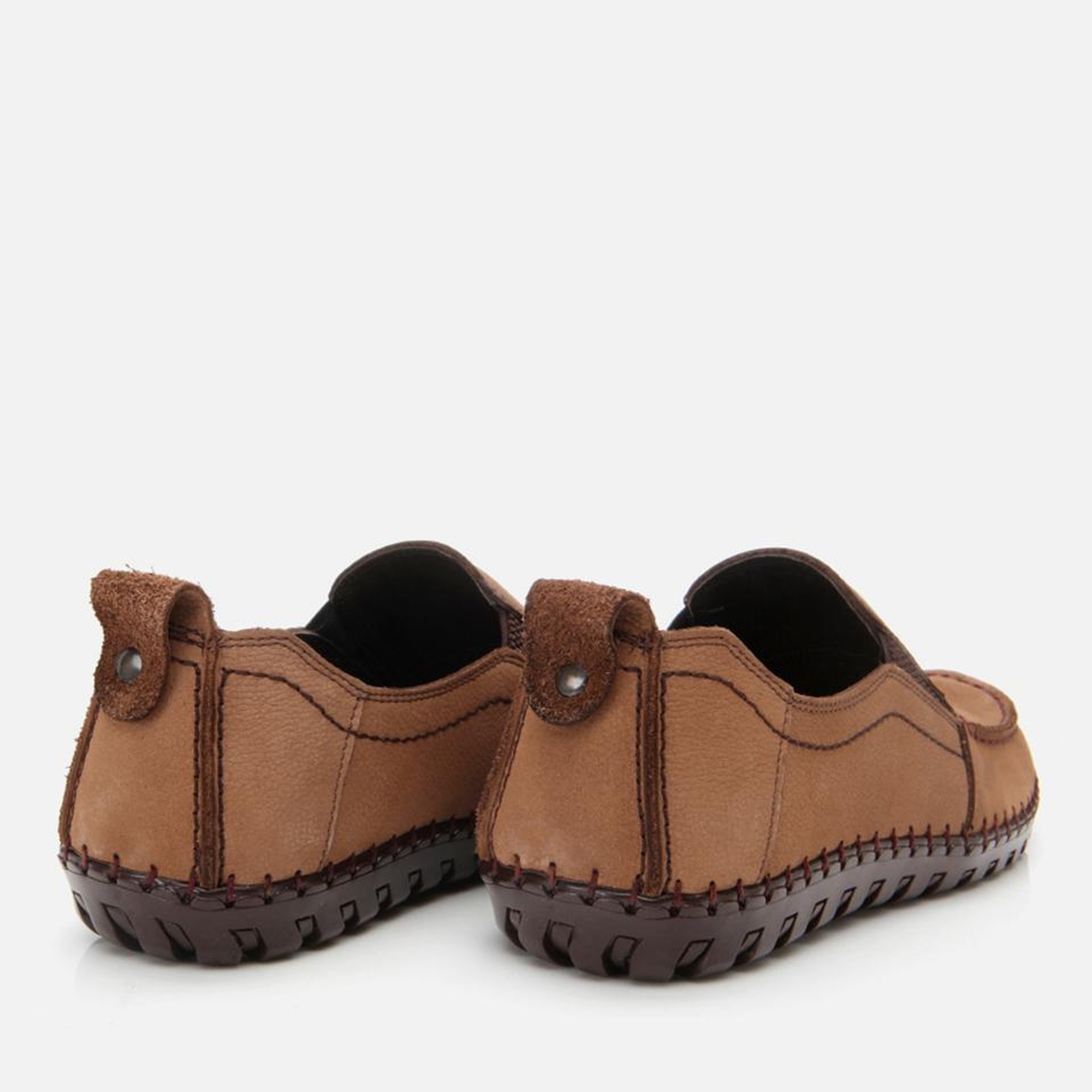 Erkek Nubuk Deri Bej Rahat Günlük Loafer