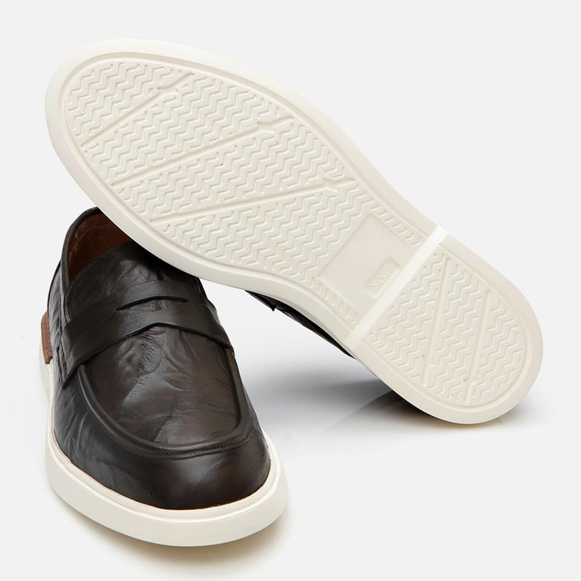 Erkek Deri Haki Ultra Hafif Tabanlı Klasik Loafer