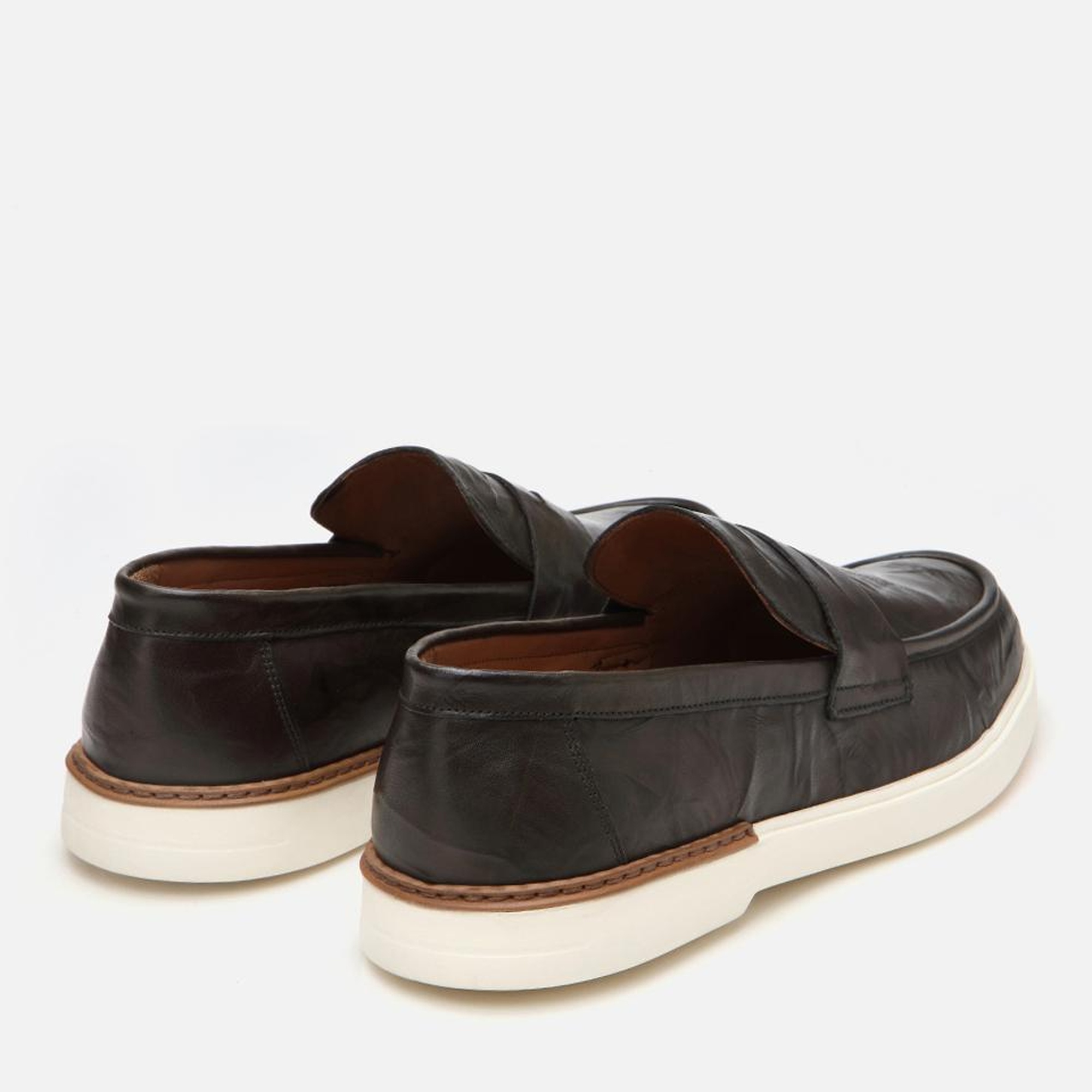 Erkek Deri Haki Ultra Hafif Tabanlı Klasik Loafer