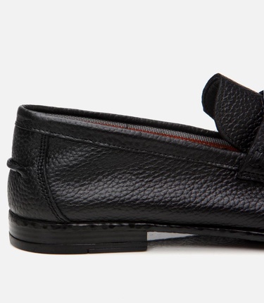  Erkek Deri Siyah Ultra Hafif Tabanlı Klasik Loafer