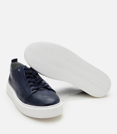  Erkek Deri Lacivert Hafif Tabanlı  Spor Ayakkabı