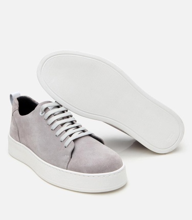  Erkek Süet Deri Gri Hafif Tabanlı Spor Ayakkabı