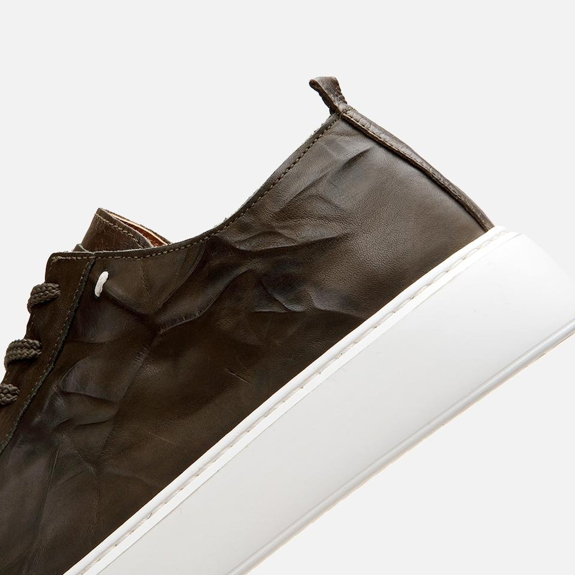 Erkek Deri Haki Hafif Tabanlı Spor Ayakkabı