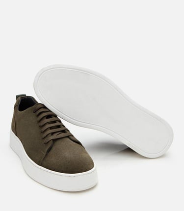  Erkek Süet Deri Haki Hafif Tabanlı Spor Ayakkabı