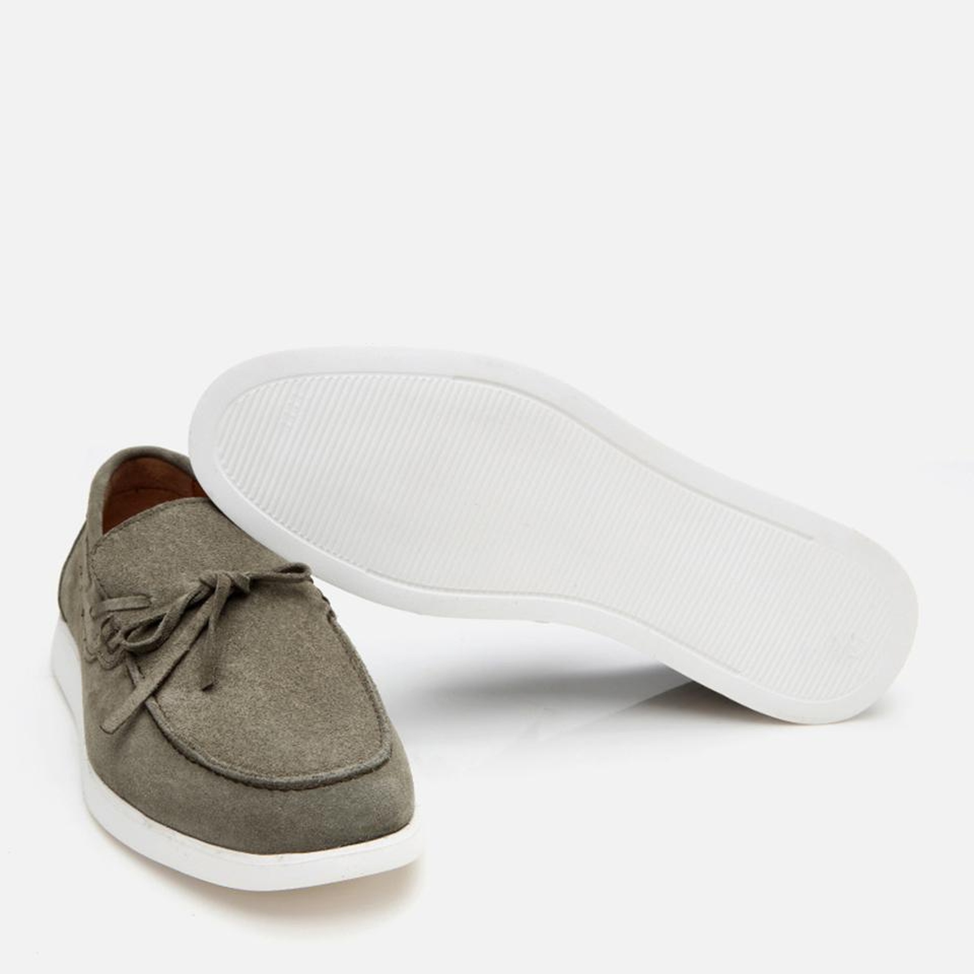 Erkek Süet Deri Yeşil Bağcıklı Loafer