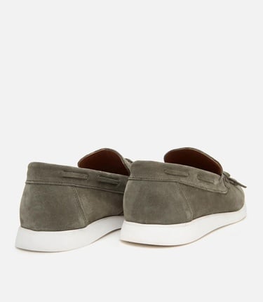  Erkek Süet Deri Yeşil Bağcıklı Loafer