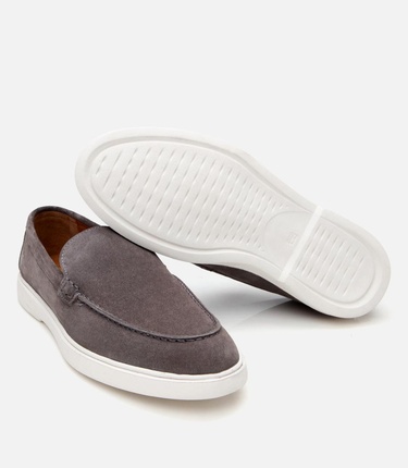  Erkek Süet Deri Gri Günlük Loafer