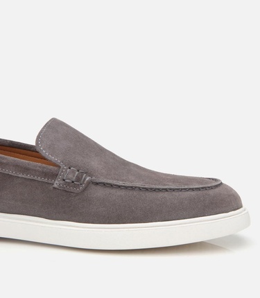  Erkek Süet Deri Gri Günlük Loafer