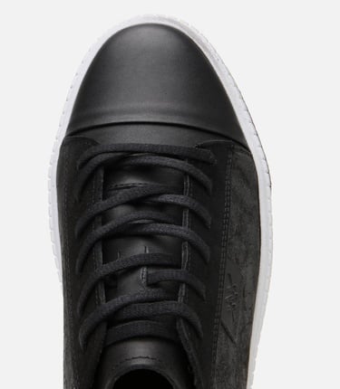  Erkek Deri Siyah Baskılı Spor Ayakkabı