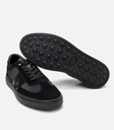  Erkek Deri Siyah Ultra Hafif Tabanlı Spor Ayakkabı