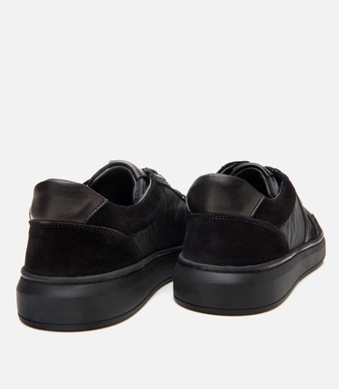  Erkek Deri Siyah Ultra Hafif Tabanlı Spor Ayakkabı