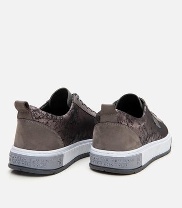  Erkek Deri Gri Baskılı Spor Ayakkabı