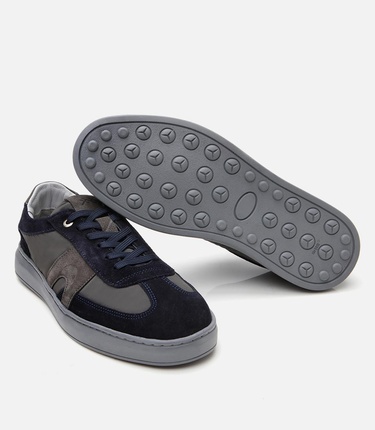  Erkek Deri Lacivert Ultra Hafif Tabanlı Spor Ayakkabı