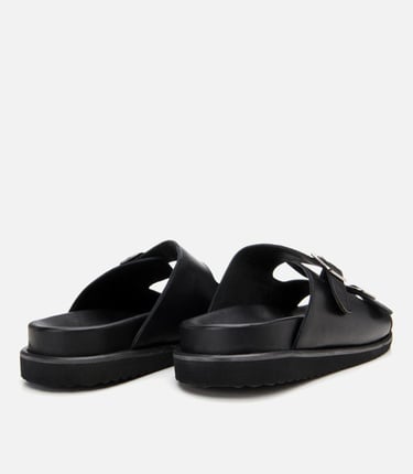  Erkek Deri Siyah Rahat Tabanlı Terlik