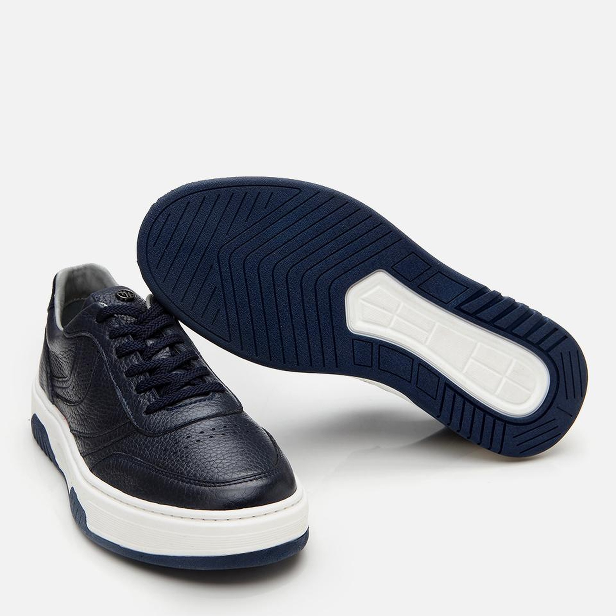 Erkek Deri Lacivert Yüksek Tabanlı Spor Ayakkabı