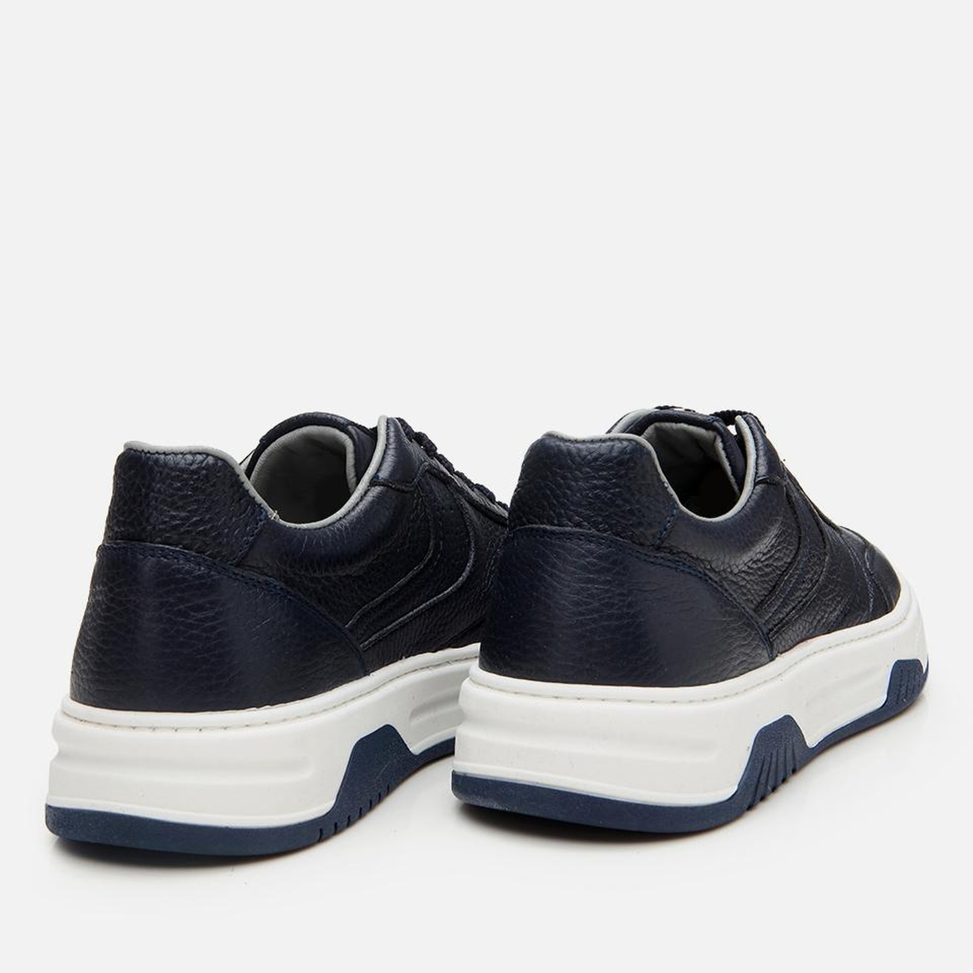 Erkek Deri Lacivert Yüksek Tabanlı Spor Ayakkabı