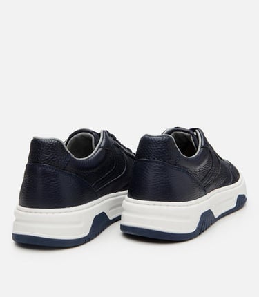  Erkek Deri Lacivert Yüksek Tabanlı Spor Ayakkabı