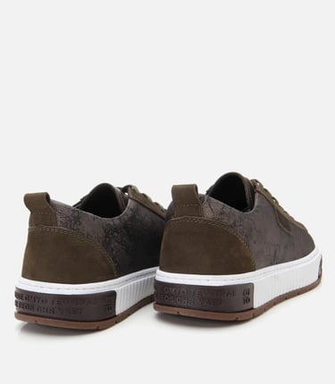  Erkek Deri Haki Baskılı Spor Ayakkabı