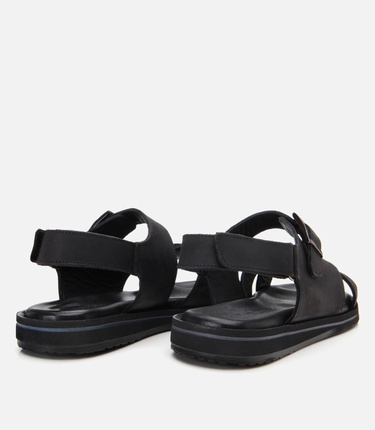  Erkek Deri Siyah Kemerli Sandalet