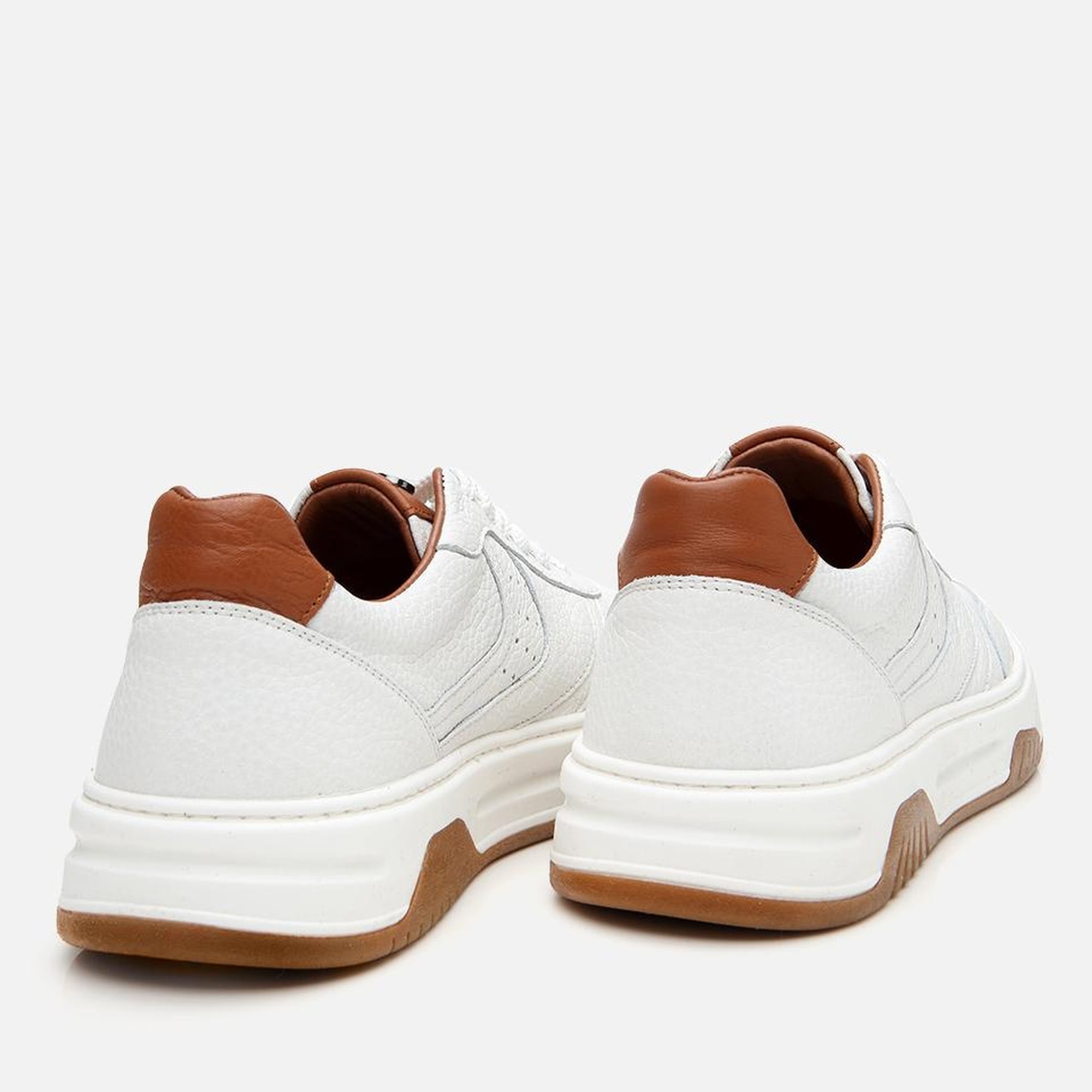 Erkek Deri Beyaz Yüksek Tabanlı Spor Ayakkabı