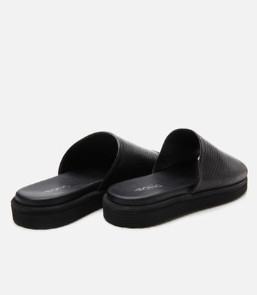  Erkek Deri Siyah Dokulu Ultra Hafif Tabanlı Terlik