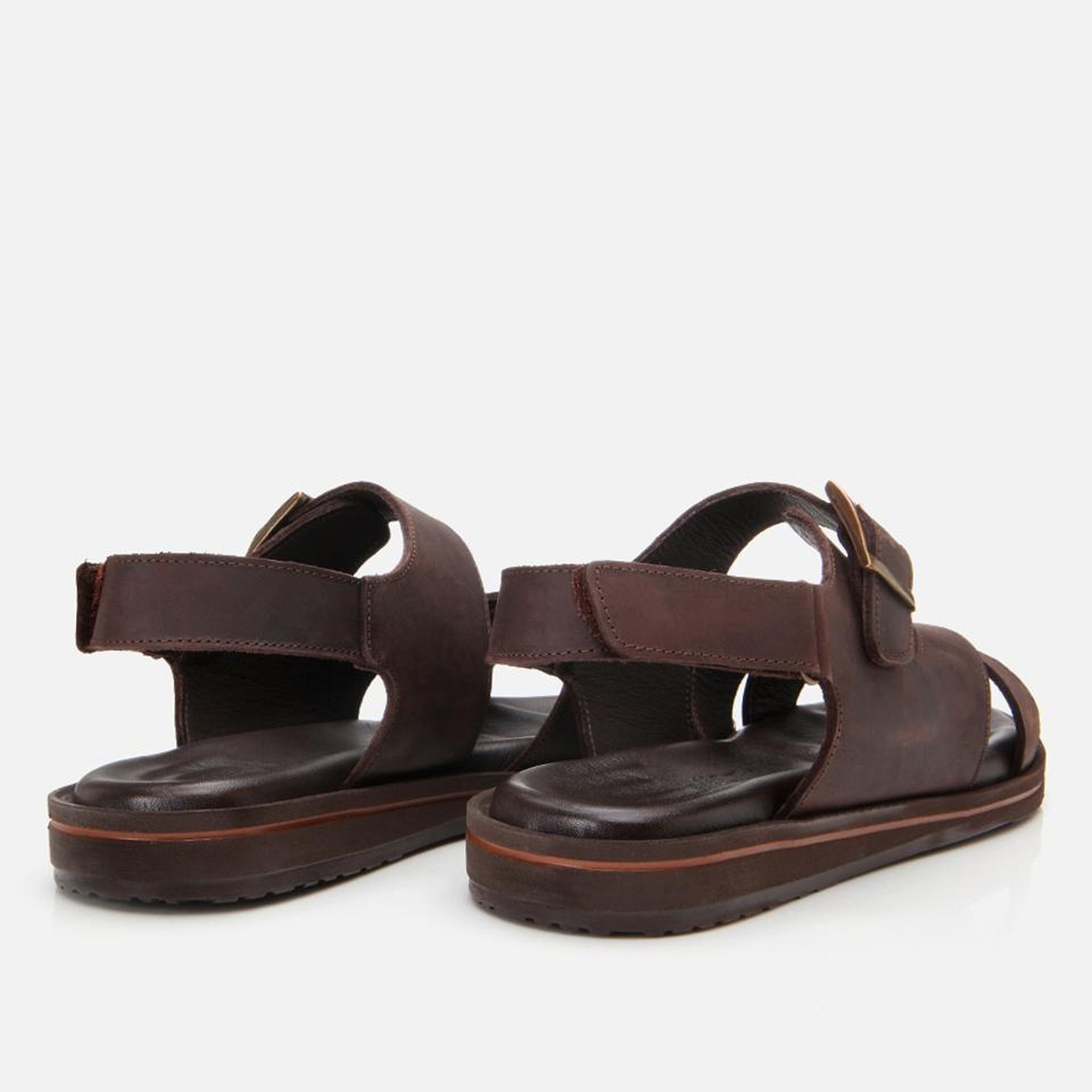 Erkek Deri Kahverengi Kemerli Sandalet