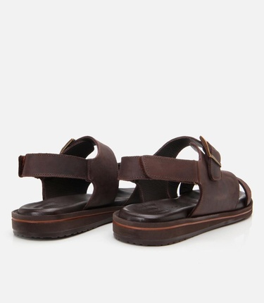  Erkek Deri Kahverengi Kemerli Sandalet