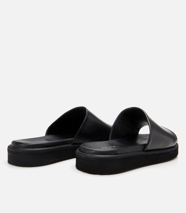  Erkek Deri Siyah Ultra Hafif Tabanlı Terlik