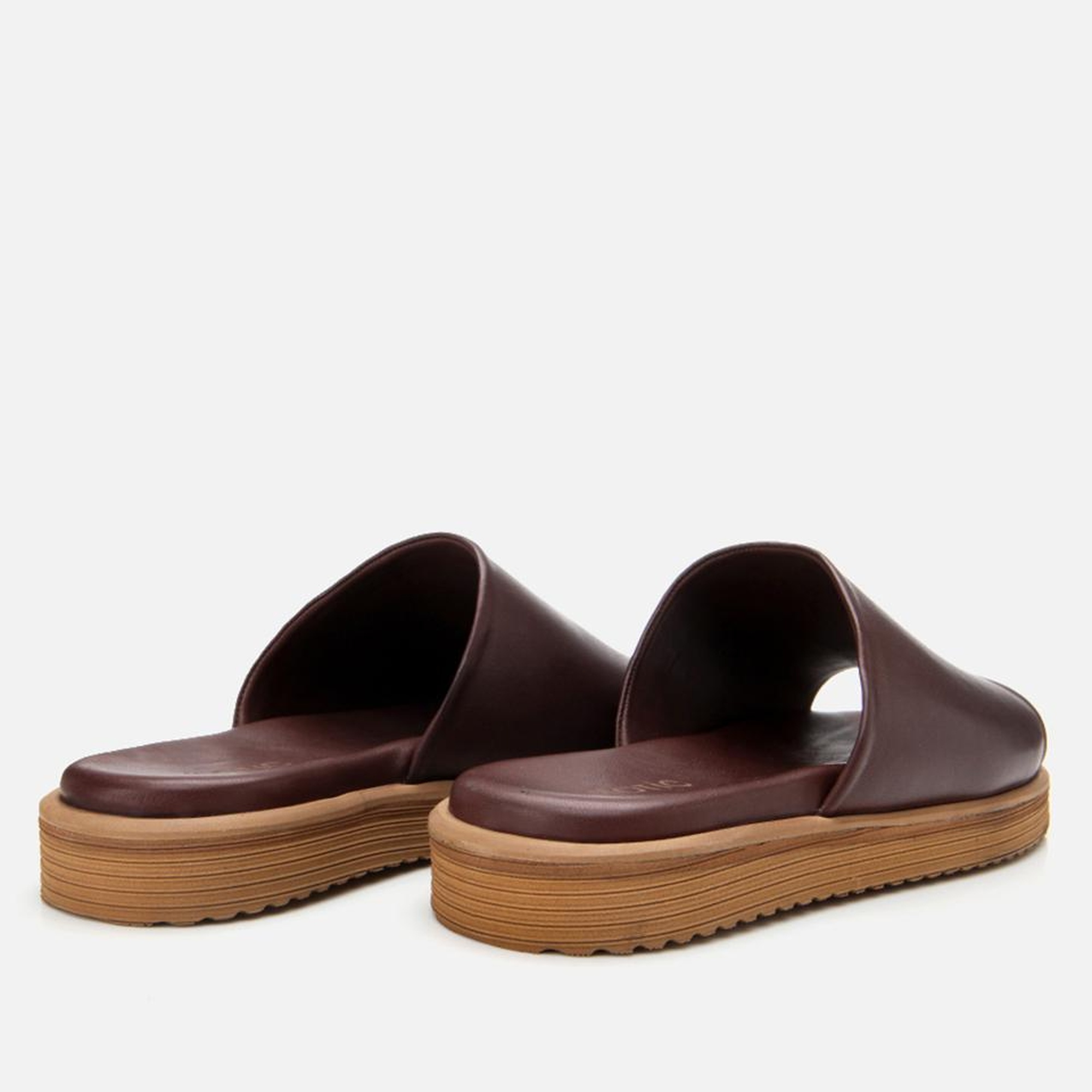 Erkek Deri Kahverengi Ultra Hafif Tabanlı Terlik