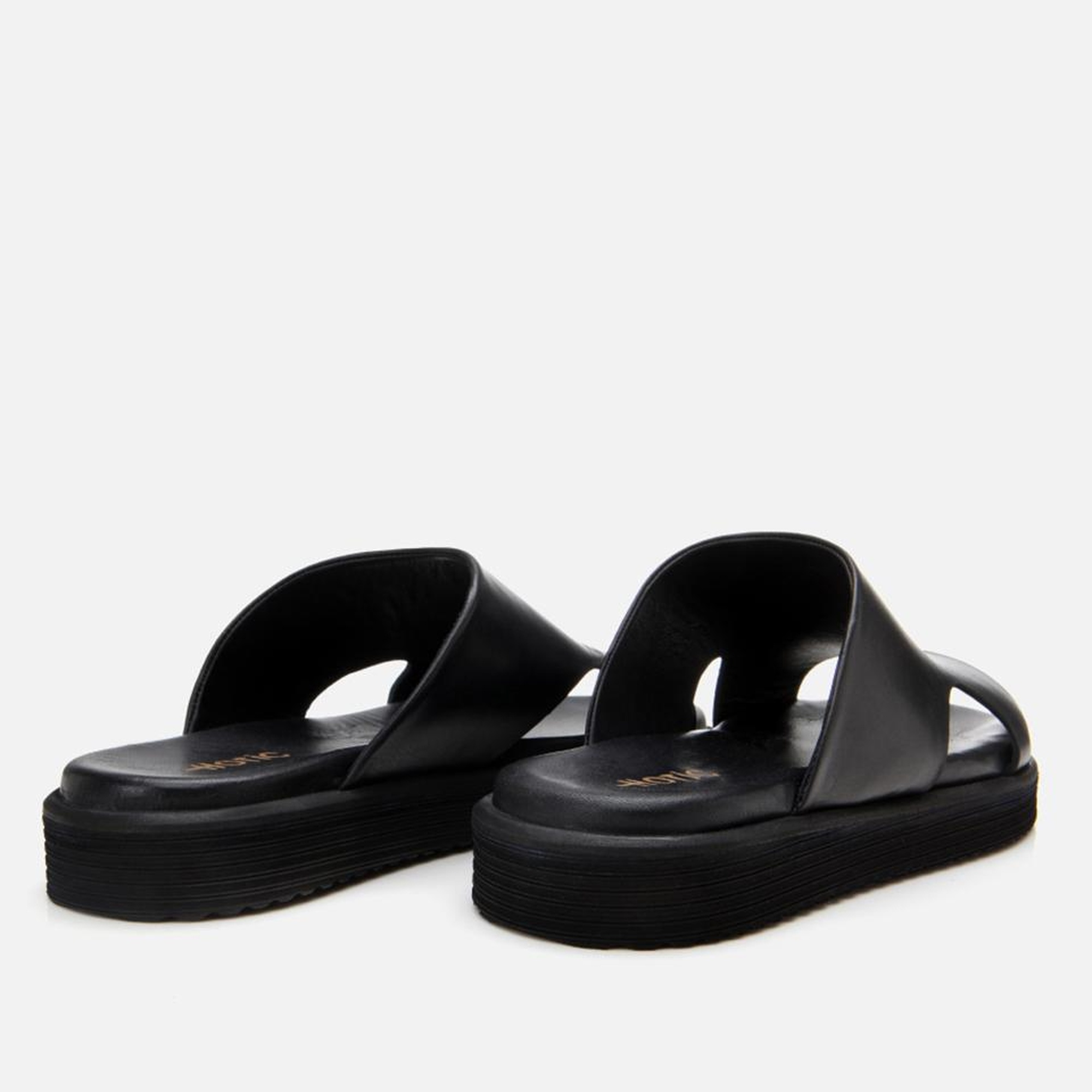 Erkek Deri Siyah Ultra Hafif Tabanlı Terlik