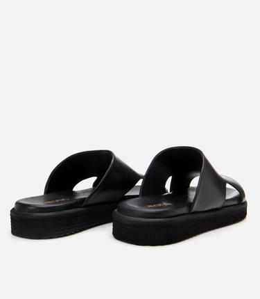  Erkek Deri Siyah Ultra Hafif Tabanlı Terlik